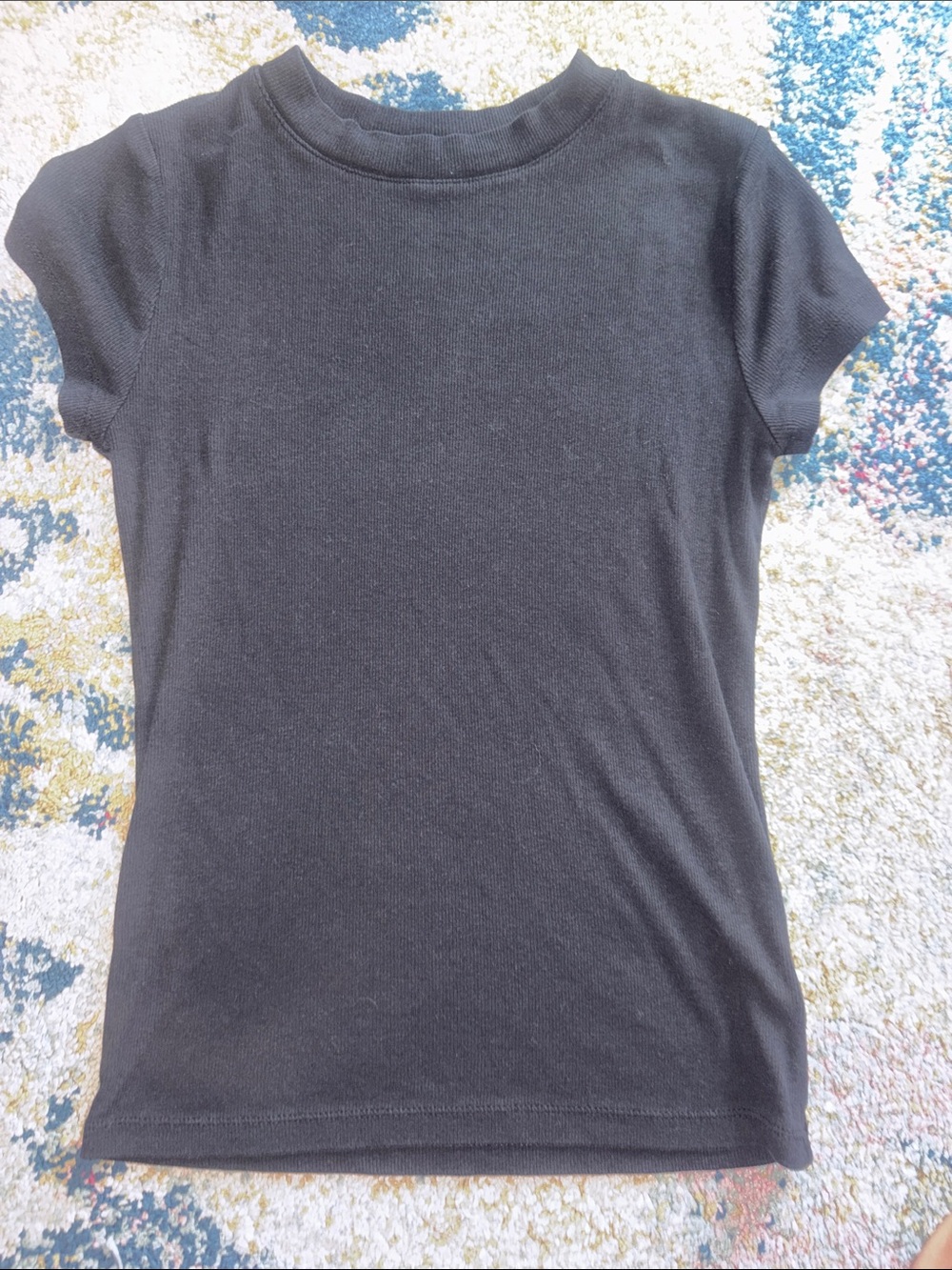 A new day Classic Black Short Sleeve Ribbed Tee